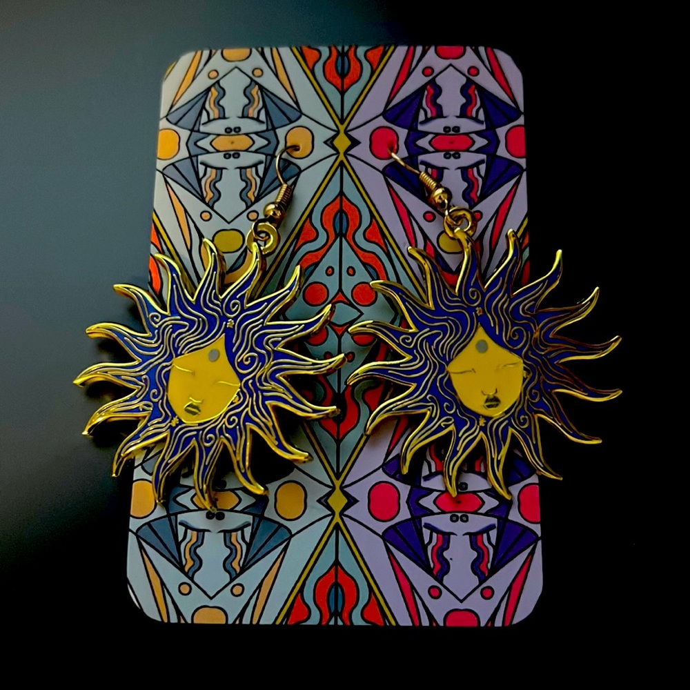 Enamel sun earrings by Olivia Rose Art